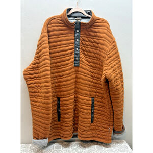 Duluth Trading Men 2XLT Flintlock 1/4 Snap Popover Jacket Padded Orange Work EUC